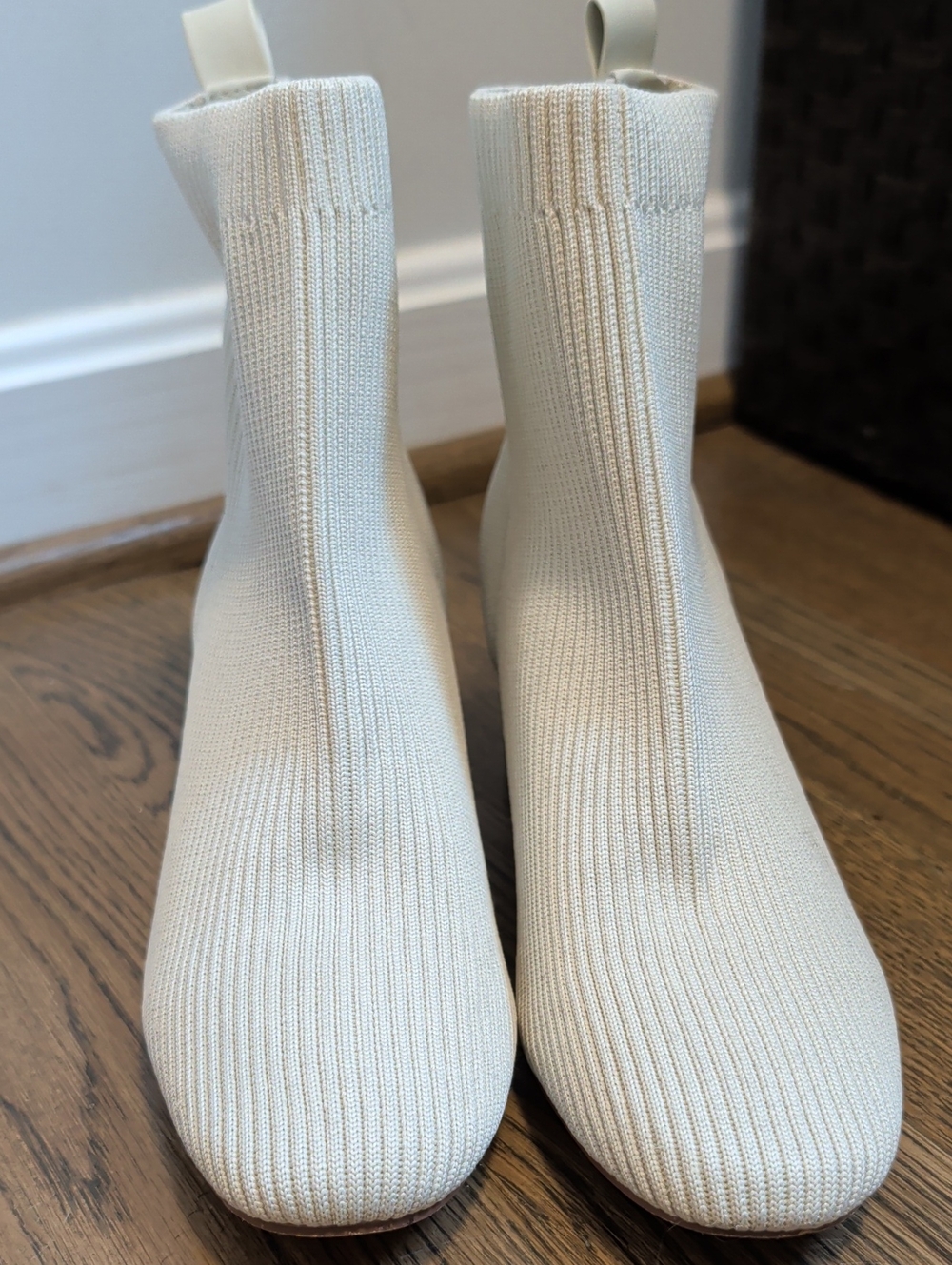 Joie Cream Knit Sock Ankle Boots